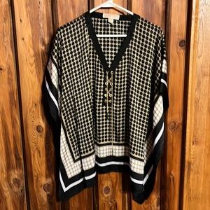 Michael Kors chain lace up neck boho sleeve blouse NWOT